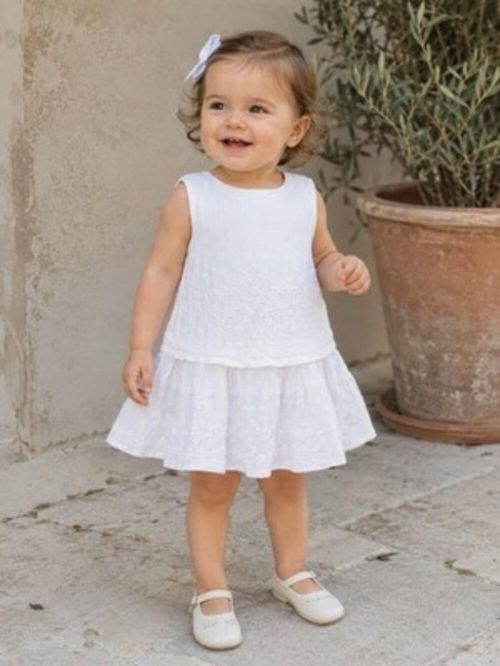 BABY GAP Girls Dress & Bloomers White Eyelet Sleeveless Outfit Set Summer 12-18M